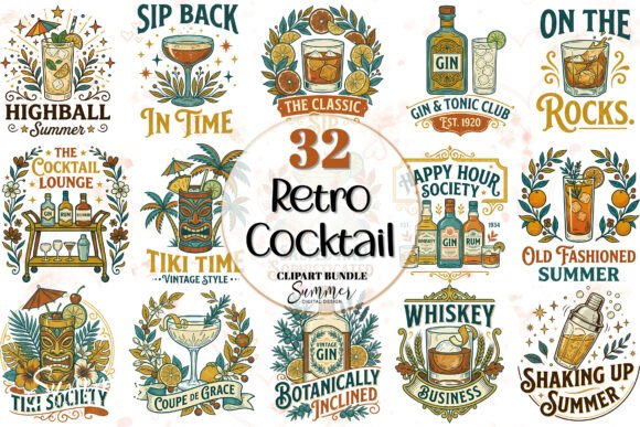Elevating Your Visual Storytelling with Summer Drinks Retro Cocktail Clipart