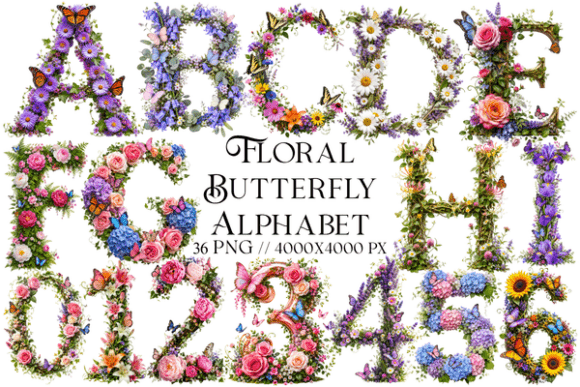 Floral Butterfly Alphabet: Elevating Digital Design with Botanical Elegance