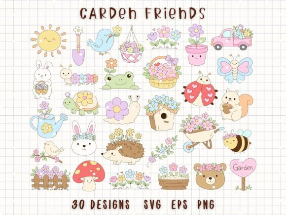 Garden Clipart Spring Animals SVG Bundle