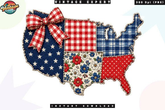Patriotic America Bow Patchwork PNG Guide