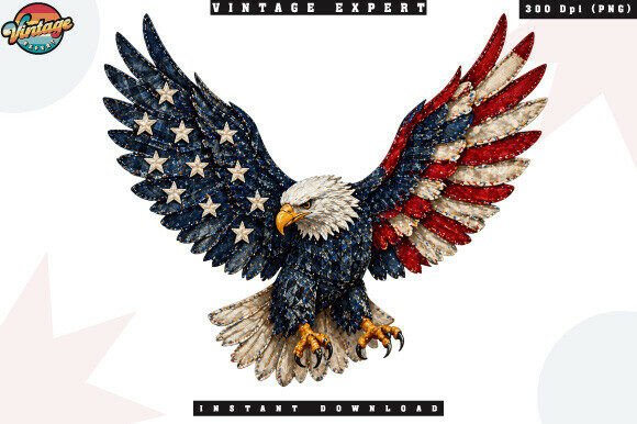 Patriotic Eagle Stars Patchwork PNG Design Guide