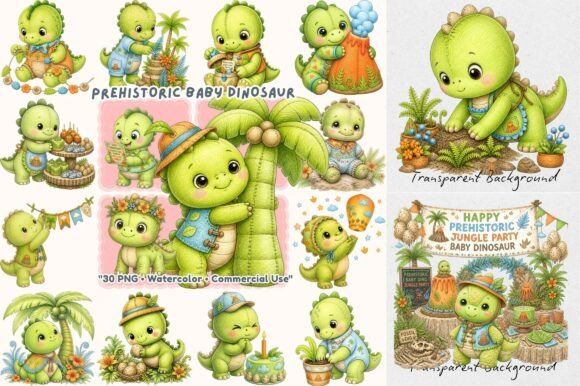 Prehistoric Jungle Baby Dinosaur PNG: Bringing Whimsy to Modern Design