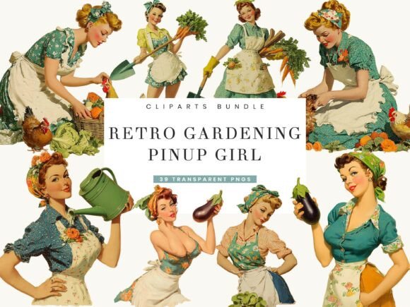 Reviving Vintage Charm: The Allure of Retro Gardening Pinup Girl Clipart