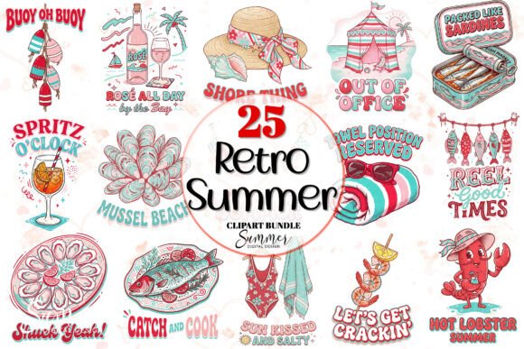 Sardines & Spritz Coastal Beach Clipart
