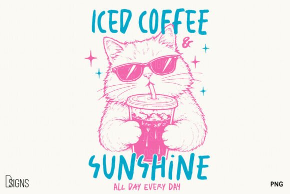 Summer Iced Coffee Sunshine Funny Cat Design