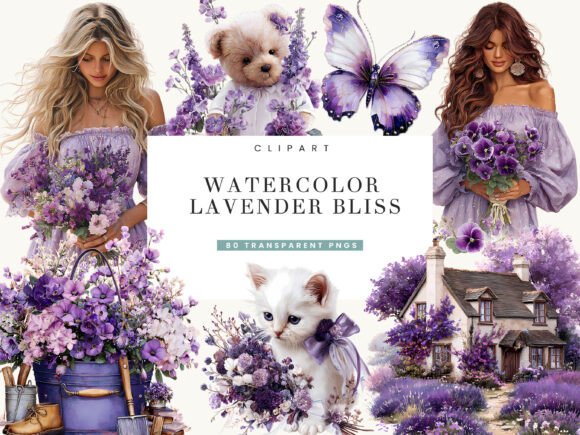 Unlocking Creative Potential with the Watercolor Lavender Bliss Clipart Bundle
