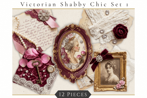Victorian Shabby Chic Clipart for Romantic Crafts