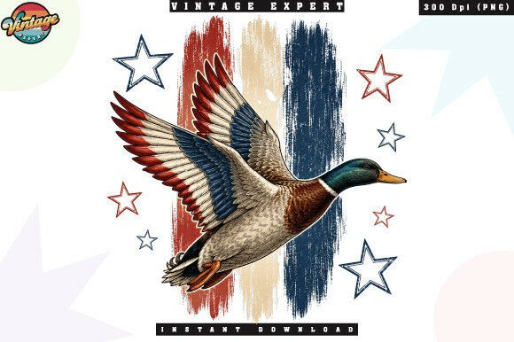 Vintage USA Duck Hunting Patchwork PNG