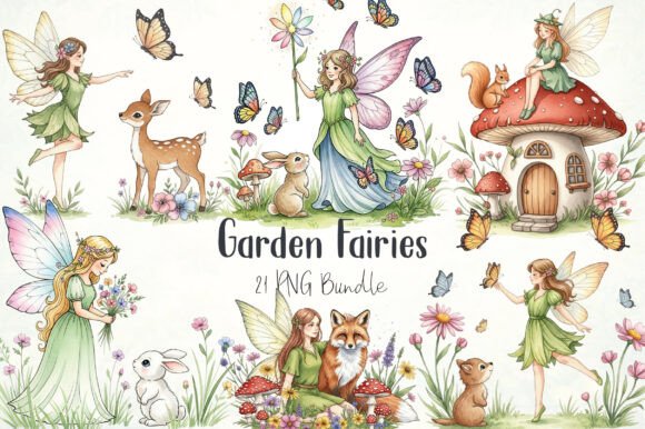 Watercolor Garden Fairies Floral Animals: A Creative Resource for Digital Crafters