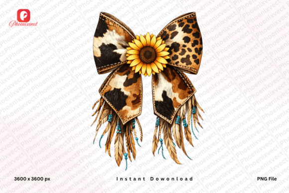 Western Sunflower Leopard Cowgirl Bow: Elevating Your Sublimation Designs with Boho Flair