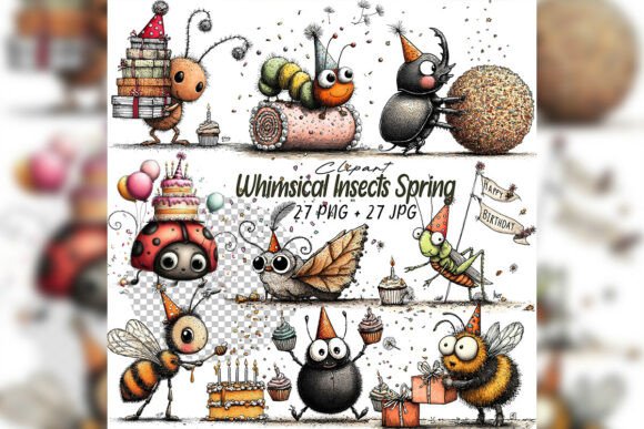 Whimsical Spring Insects Clipart Guide